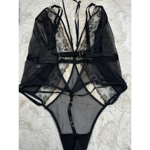 Honey Birdette EMMA🖤 Black Floral Lace Bodysuit Small - Picture 3 of 3